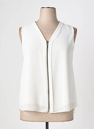 Top tissage crêpe sans manche blanc QUATTRO femme