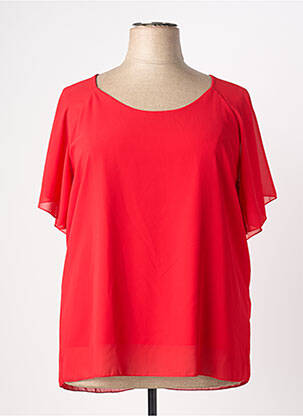 Blouse légère et transparente manches courtes rouge QUATTRO femme