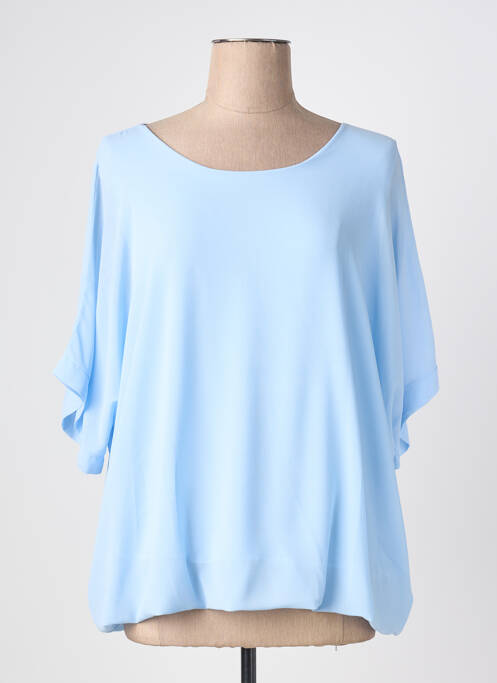 Blouse col rond manches 3/4 bleu QUATTRO femme