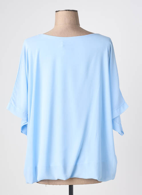 Blouse col rond manches 3/4 bleu QUATTRO femme