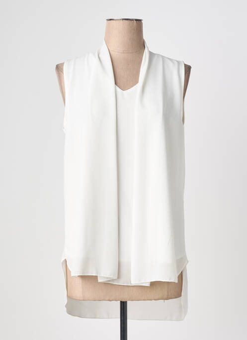 Top coupe fluide sans manche blanc QUATTRO femme
