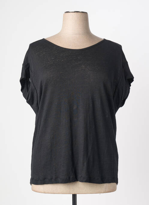 Top tissage jersey manches courtes noir QUATTRO femme
