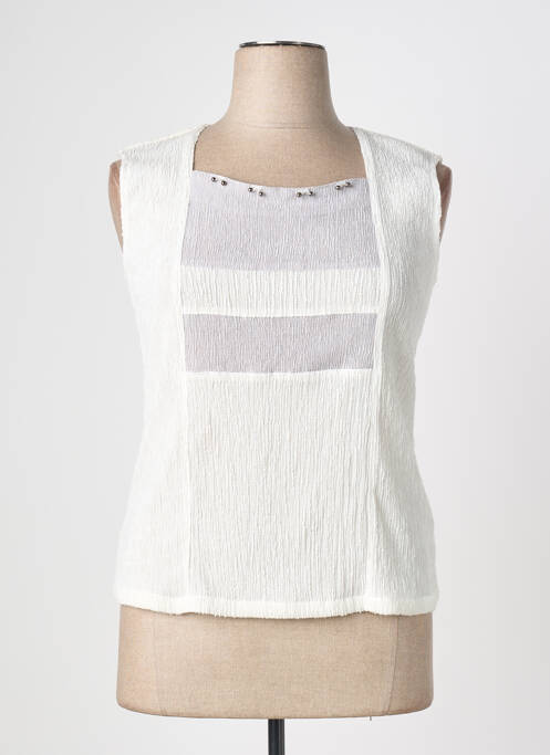 Top col carré sans manche beige QUATTRO femme