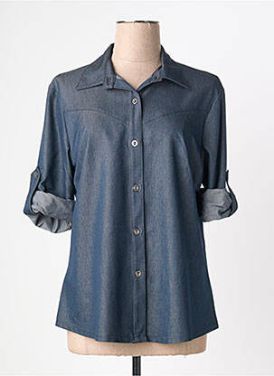 Chemisier coupe cintrée manches longues bleu QUATTRO femme