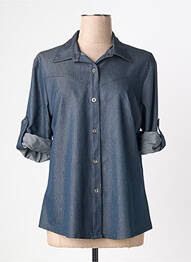 Chemisier coupe cintrée manches longues bleu QUATTRO femme