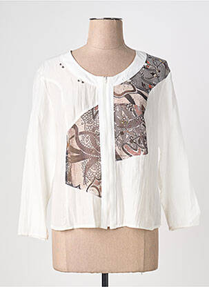 Veste casual col rond blanc QUATTRO femme