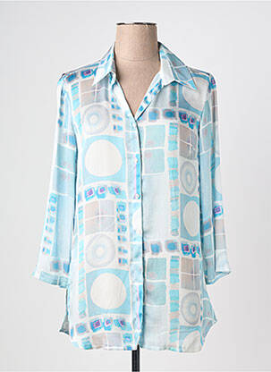 Chemisier tissage crêpe manches 3/4 bleu QUATTRO femme