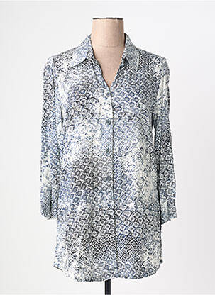 Chemisier imprimé fantaisie manches 3/4 bleu QUATTRO femme
