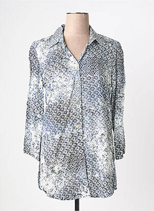 Chemisier coupe cintrée manches longues bleu QUATTRO femme