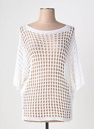 Top coupe cintrée manches 3/4 blanc QUATTRO femme