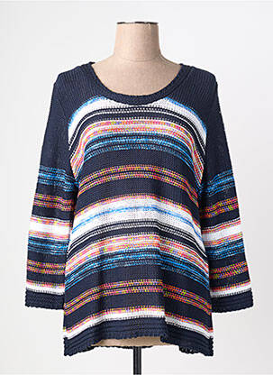 Pull coupe cintrée manches 3/4 bleu QUATTRO femme