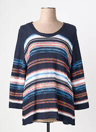 Pull coupe cintrée manches 3/4 bleu QUATTRO femme