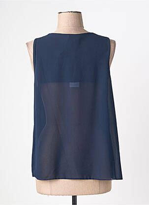 Top tissage crêpe sans manche bleu QUATTRO femme