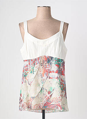Top imprimé fantaisie sans manche blanc QUATTRO femme
