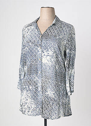 Chemisier coupe cintrée manches 3/4 bleu QUATTRO femme