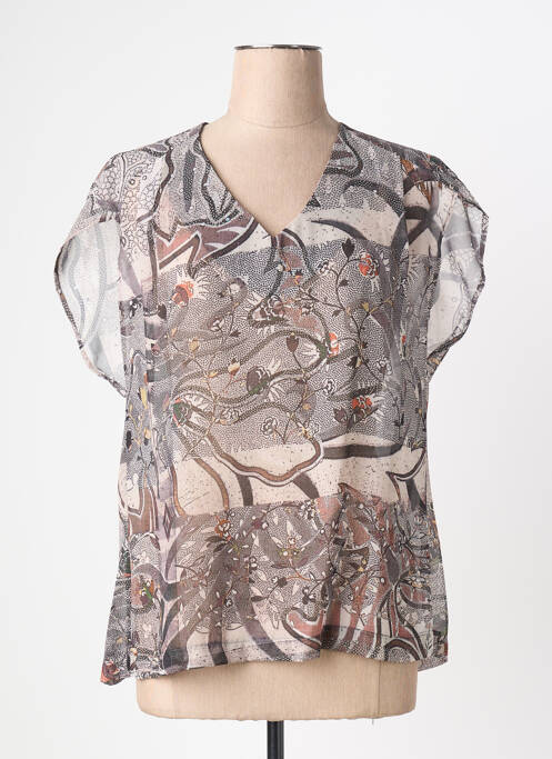 Top imprimé fantaisie manches courtes noir QUATTRO femme