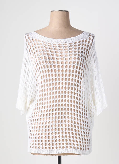 Top coupe cintrée manches 3/4 blanc QUATTRO femme