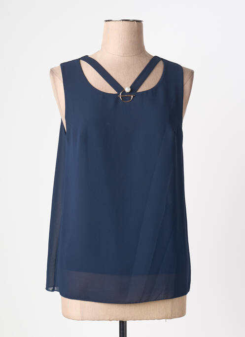 Top col carré sans manche bleu QUATTRO femme