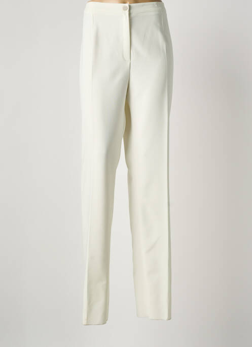 Pantalon droit fermeture zippée sous rabat boutonné taille normale beige JUMFIL femme