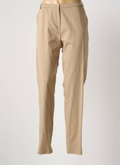 Pantalon slim tissage popeline taille haute beige JUMFIL femme