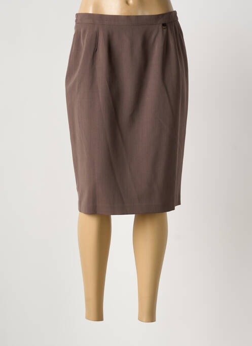 Jupe mi-longue taille à pinces marron JUMFIL femme