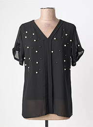 Blouse légère et transparente manches courtes noir QUATTRO femme