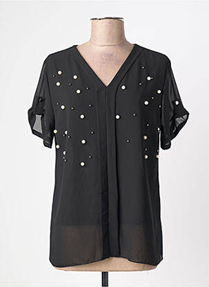 Blouse légère et transparente manches courtes noir QUATTRO femme