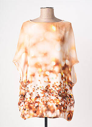 Tunique manches courtes manches manches chauves souris beige QUATTRO femme