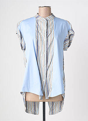 Chemisier coupe cintrée manches courtes bleu QUATTRO femme