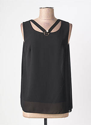 Top tissage crêpe sans manche noir QUATTRO femme