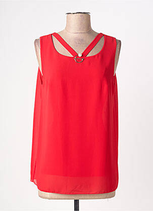 Top coupe fluide sans manche rouge QUATTRO femme
