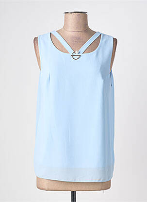 Top coupe fluide sans manche bleu QUATTRO femme
