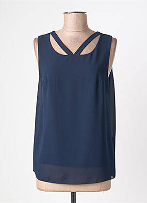 Top coupe fluide sans manche bleu fonce QUATTRO femme