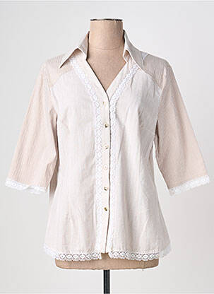 Chemisier coupe cintrée manches longues beige QUATTRO femme