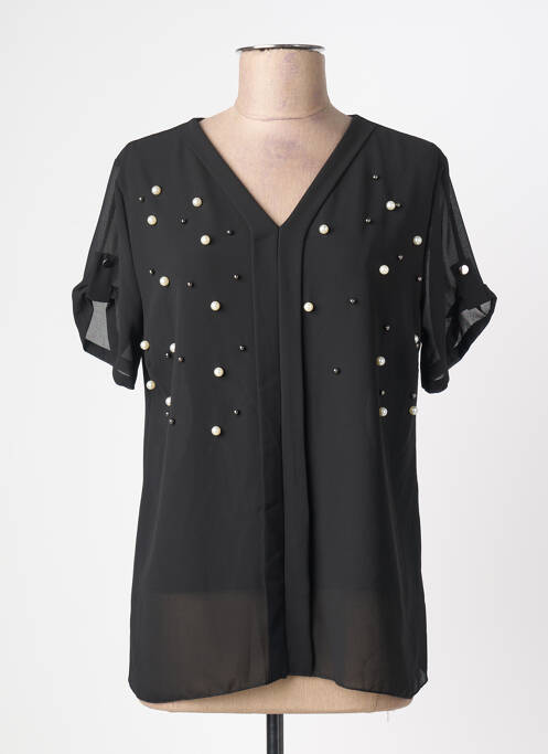 Blouse légère et transparente manches courtes noir QUATTRO femme