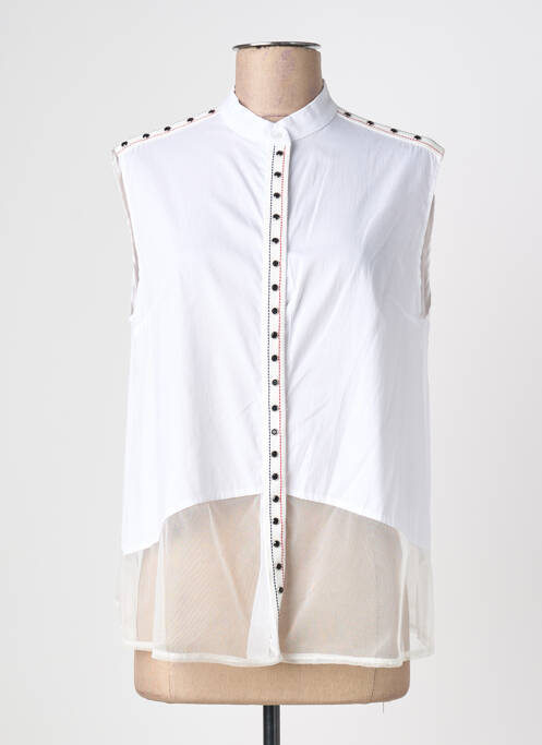 Chemisier coupe droite sans manche blanc QUATTRO femme