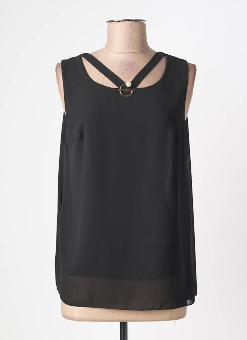 Top coupe fluide sans manche noir QUATTRO femme