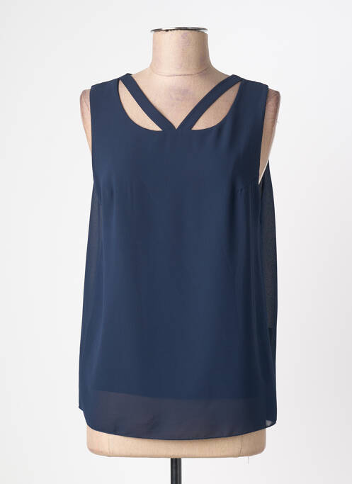 Top coupe fluide sans manche bleu fonce QUATTRO femme