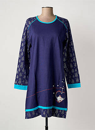 Chemise de nuit sérigraphie bleu ROSE POMME femme