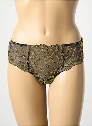 Tanga effet matière satinée noir AMBRA femme