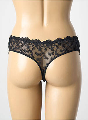 Tanga effet matière satinée noir AMBRA femme