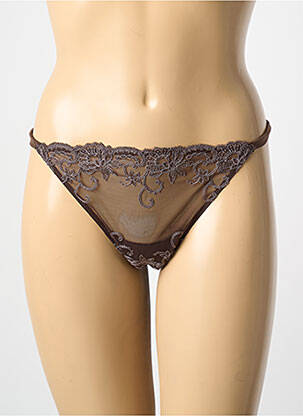 Tanga tissage satiné marron AMBRA femme