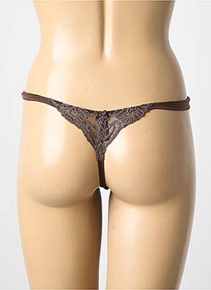 Tanga tissage satiné marron AMBRA femme