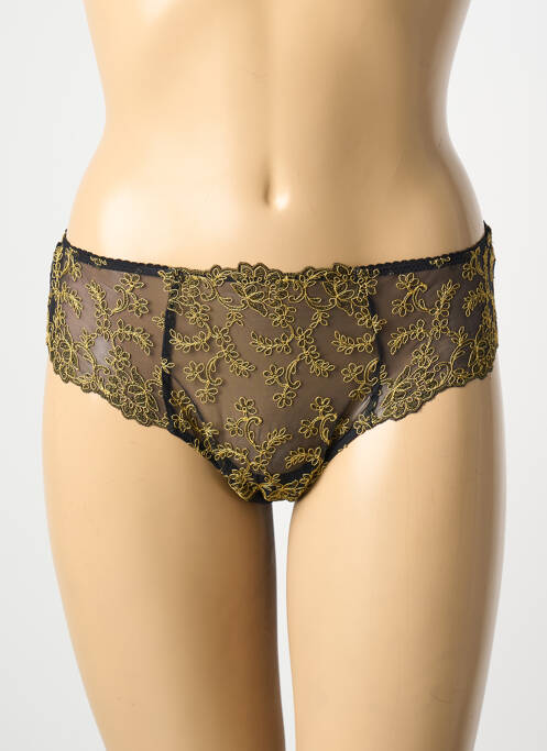 Tanga effet matière satinée noir AMBRA femme