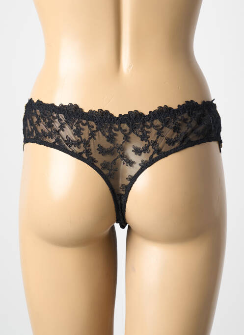 Tanga effet matière satinée noir AMBRA femme
