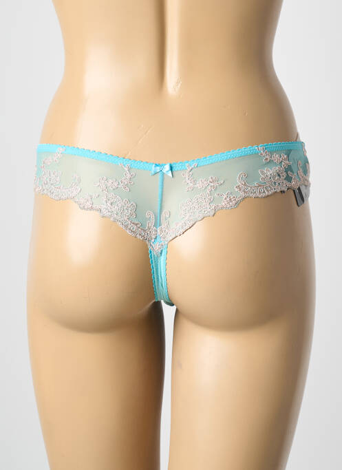 Tanga tissage satiné bleu AMBRA femme