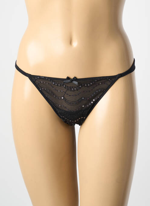 Tanga stretch noir AMBRA femme