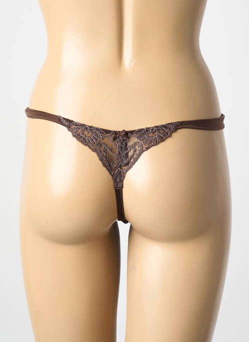 Tanga tissage satiné marron AMBRA femme