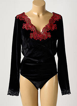 Body lingerie fermeture pressionnée à l'entrejambe noir AMBRA femme