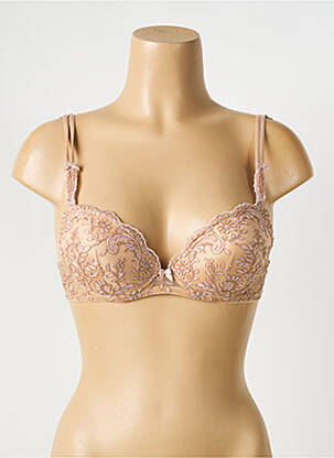 Soutien-gorge effet matière satinée haut soutien-gorge avec mousse de rembourrage amovible beige AMBRA femme